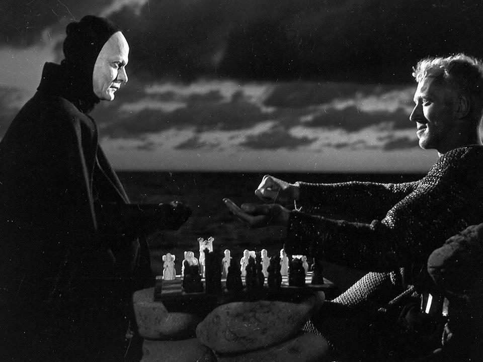 Fotograma del séptimo sello: La muerte y el caballero jugando al ajedrez